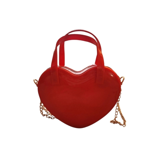 None Handbags - Red Heart Mini Bag with Gold Chain